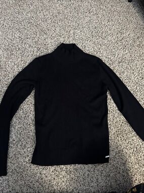 DKNY Black Ribbed Mock Neck Sweater